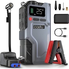 Castu CS70 Plus 12000MAH Akü Takviye Cihazı 4ü 1 Arada Jump Starter Kompresör Powerbank 150 Psı