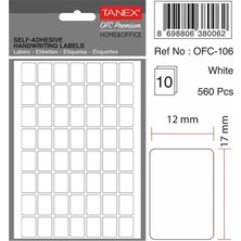 Tanex 12X17 mm Ofis Etiketi Beyaz 10 Lu Paket (Toplam 560 Adet Etiket)