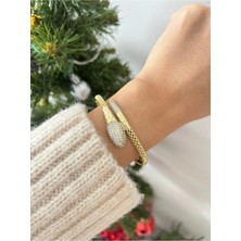 Nergis Collection 14K Kelepçe Bileklik Yılan Çelik Kadın Vip Bileklik