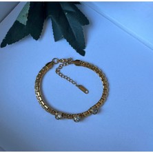Nergis Collection Tasarım Taş Detaylı Hasır Çelik Bileklik