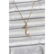 316L Çelik Zincir Gold Renk Zirkon Taşlı Deniz Kızı Model Kadın Kolye - Lisinya