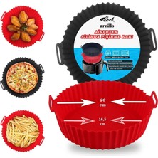 İndecor Houseware Airfryer Silikon Pişirme Kalıbı Hava Fritözü Kalıbı Air Fryer Aksesuar Pişirme Kağıdı Kırmızı