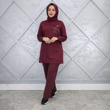 Esra Butik Bordo Taş Detaylı Tesettür Tunik Pantolon Ikili Takım – Günlük Spor Şık Kombin