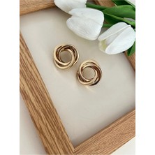 Nergis Collection Kadın Çelik Vintage Gold Plaka Küpe