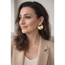 Nergis Collection Kadın Gold Plaka Tasarım Küpe