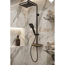 ESHOME  Eskara Siyah Kare Robot Duş Banyo Seti