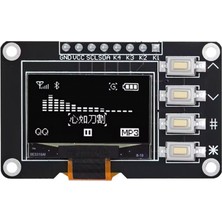 Emay Center 0.96 Inç 128X64 I2C OLED Ekran Modülü - 4 Butonlu SSD1315 Beyaz Grafik LCD Ekran Arduino Uyumlu