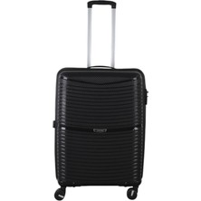 Mçs Ultra Hafif Logolu Extra Körüklü Polipropilen 360 C° Döner 4 Çiftli Tekerli Teleskopik Saplı Valiz