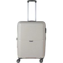 Mçs Ultra Hafif Logolu Extra Körüklü Polipropilen 360 C° Döner 4 Çiftli Tekerli Teleskopik Saplı Valiz