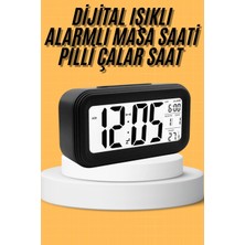 Ergün Store Dijital Masa Saati Takvim Çalar Saat Alarmlı Işıklı LED Ekran Pilli - Lisinya
