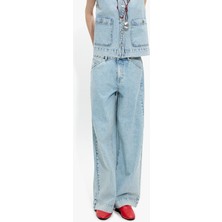 Parfois Kadın %100 Pamuklu Geniş Paça Denim Pantolon