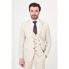 MCR Ekoseli Slim Fit Mono Yaka Erkek Takım Elbise