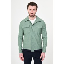 MCR Düz Slim Fit Gömlek Yaka Gizli Düğme Erkek Mont