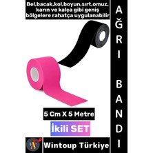 Wintoup #ağrıbandı Uzun Süre Etki Kas Bacak Kol Boyun Sırt Omuz Karın Kalça Siyah Pembe Ağrı Bandı Ikili Set