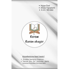 Birikiyedi Isme/kişiye Özel Yuvarlak Kuran Okuyorum Etiketi 48 Adet 4 cm Kuşe Parlak