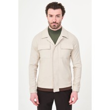 MCR Düz Slim Fit Gömlek Yaka Gizli Düğme Erkek Mont