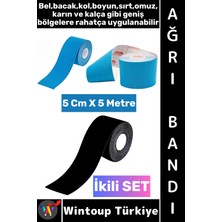 Wintoup #ağrıbandı Uzun Süre Etki Kas Bacak Kol Boyun Sırt Omuz Karın Kalça Mavi Siyah Ağrı Bandı Ikili Set