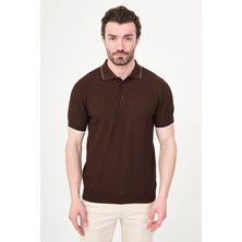 MCR Desenli Slim Fit Polo Yaka Düğmeli Erkek Triko T-Shirt
