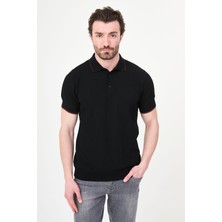 MCR Desenli Slim Fit Polo Yaka Düğmeli Erkek Triko T-Shirt