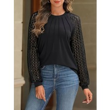 Secret Sita Kadın Uzun Kollu Yarı Balıkçı Yaka Önü Nervürlü Viskon Iki Iplik Bluz