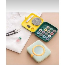 İğne İzi Yeşil Kutulu Büyüteçli Dikiş Kutusu Seti, Masuralı Ip Seti, Iğne Seti, Yüksük, Mezura