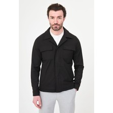 MCR Düz Slim Fit Gömlek Yaka Gizli Düğme Erkek Mont