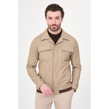 MCR Düz Slim Fit Gömlek Yaka Gizli Düğme Erkek Mont