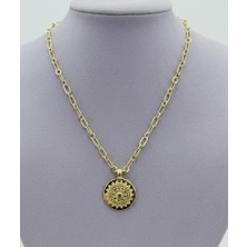 Vintage Takı Altın Rengi Zincirli Etnik Kolye - Gold Kolye