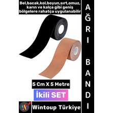 Wintoup #ağrıbandı Uzun Süre Etkili Kas Bacak Kol Boyun Sırt Omuz Karın Kalça Ten Siyah Ağrı Bandı Ikili Set