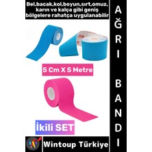 Wintoup #ağrıbandı Uzun Süre Etki Kas Bacak Kol Boyun Sırt Omuz Karın Kalça Mavi Pembe Ağrı Bandı Ikili Set