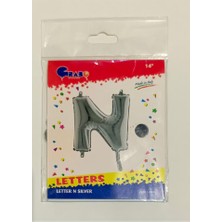 Abnturk Gümüş Renkli 36 cm Boyutlu N Harfi Folyo Balon