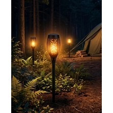 Marsilyan Alev Efektli Solar Bahçe Lambası Su Geçirmez Sensörlü LED Dış Mekan Aydınlatma