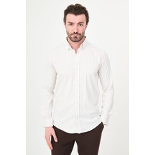 MCR Çizgili Slim Fit Dik Yaka Erkek Gömlek