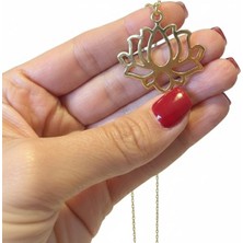 Vintage Takı Gold Lotus Çiçeği / Altın Rengi Lotus Çiçeği Kolye
