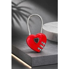 İğne İzi Aşk Kalp Kombinasyonu Mini Asma Kilit Güvenlik Kilidi Çocuk Kız Hediye Kırmızı