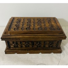 MYK Hediye ve Sanat Atölyesi Myk Hediyelik Sandık Işlemeli Ceviz Ağacı Kilitli 24  cm