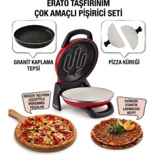 Gözdehome Kırmızı Erato Taşfırınım Pizza Makinesi, Lahmacun Makinesi Doğal Taş Fırın - Timer - 400 °c