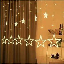 Celisse 8 Fonksiyonlu Dekoratif Yıldız LED 12 Sarkıt Yıldızlı 138 LED Işık Dekoratif Saçak LED Perde LED