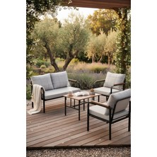 Baresmu Barbah Metal Bahçe Oturma Grubu 2+1+1 Balkon Seti | Minderli Koltuk Takımı | Bahçe & Teras Mobilyası