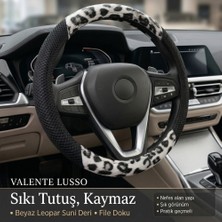 Valente Lusso Geçmeli Direksiyon Kılıfı Rosa Leopar 38-40 Cm. %100 Yerli Üretim.