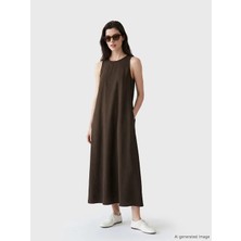 LC Waikiki Lcw Comfort Kahverengi Bisiklet Yaka Modal Karışımlı Elbise