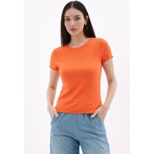 Fashion Friends Kısa Kollu Turuncu Kadın T-Shirt 26Y0444K1