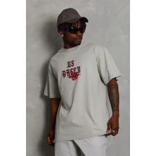 Secret Sita Erkek Baskılı Thirt Kısa Kol Bisiklet Yaka Regular Fit Rahat Kalıp Günlük Tişört  Gri