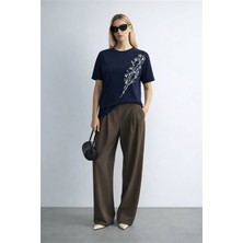 Fashion Friends Baskılı Lacivert Kadın Bluz 26Y0229K1