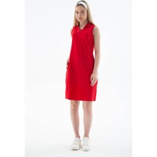 Fashion Friends Polo V Yaka Kolsuz Kırmızı Kadın Elbise 26Y0600K1