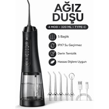 Smayling Şarjlı Ağız Duşu 320 ml Su Hazneli 4 Modlu Ipx7 Su Geçirmez Taşınabilir Oral Irrigator 5 Başlıklı Type-C