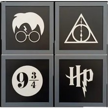 Vivense Harry Potter Dekoratif Tablo Dörtlü Set Siyah