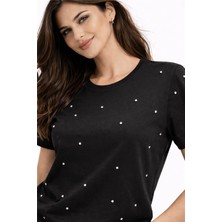 Fashion Friends Taş Detaylı Siyah Kadın Bluz 26Y0104K1