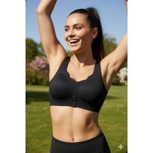 Hn. Giyim H&n Kadın Siyah Giyim Düğme Detaylı Fitilli Ribana Crop Top Büstiyer - Iz Yapmaz Lazer Kesim Toparlayıcı