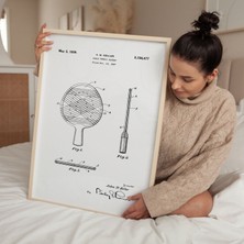 Pegziz Pinpon Raketi Poster Çerçeveli Tablo Masa Tenisi Duvar Tablosu